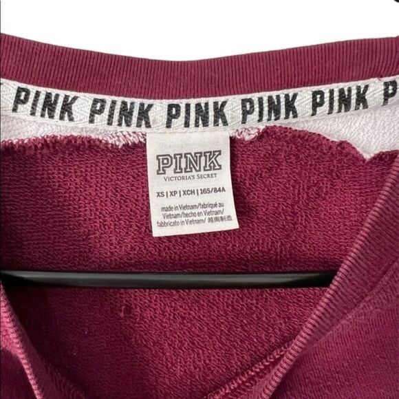 PINK, Maroon, Crewneck with Zip Sides - Picture 4 of 5